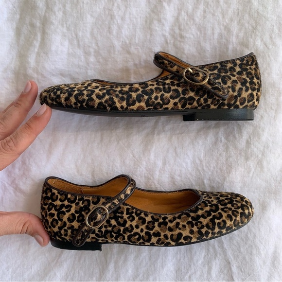 Petit Sezane Paula Ballerinas Mary Jane Flats Pony Leopard Print Toddler Kids - Picture 4 of 10